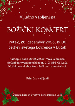 Božični koncert Luče, 26. 12. 2025 ob 19.00